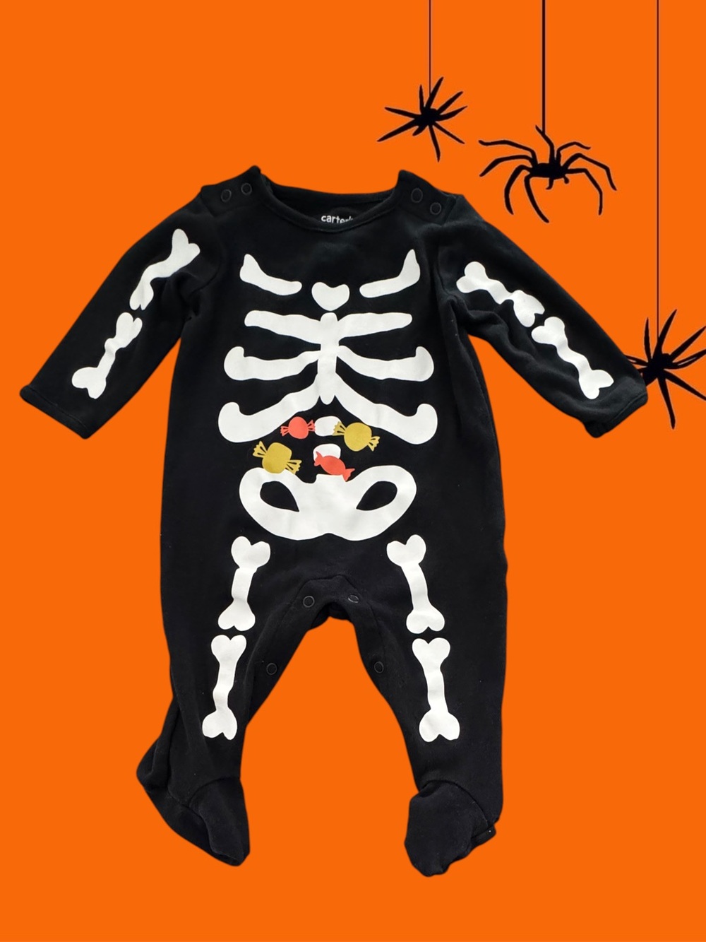 Carter's Baby 6 Months Halloween Skeleton Jumpsuit / Sleep N' Play